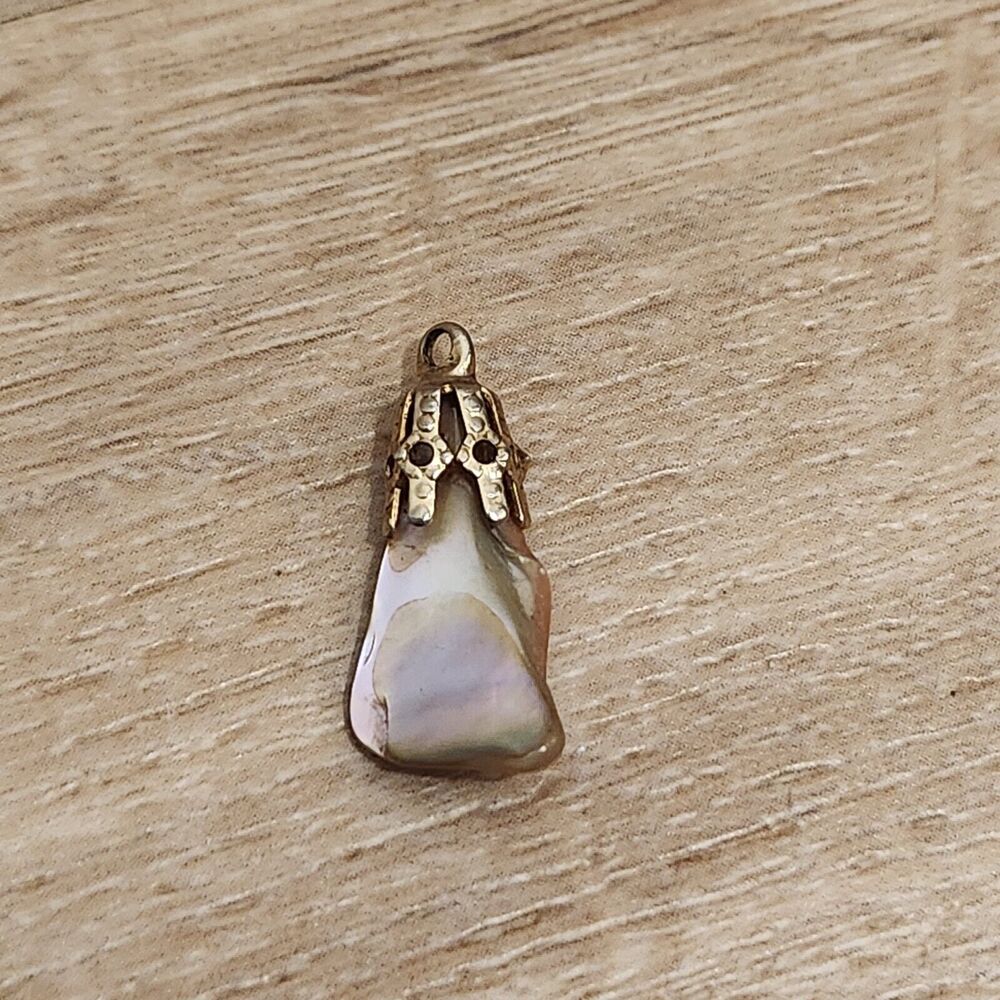 Natural Mother Of Pearl Pendant Gold Toned